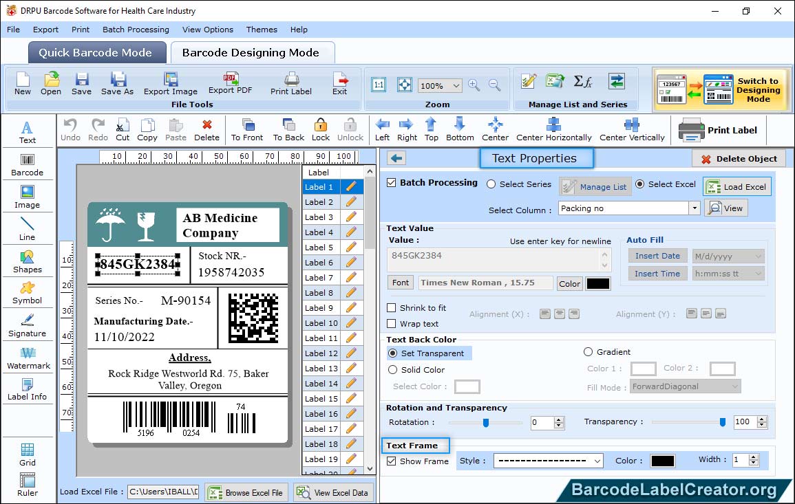 Barcode Creator for Healthcare Industry