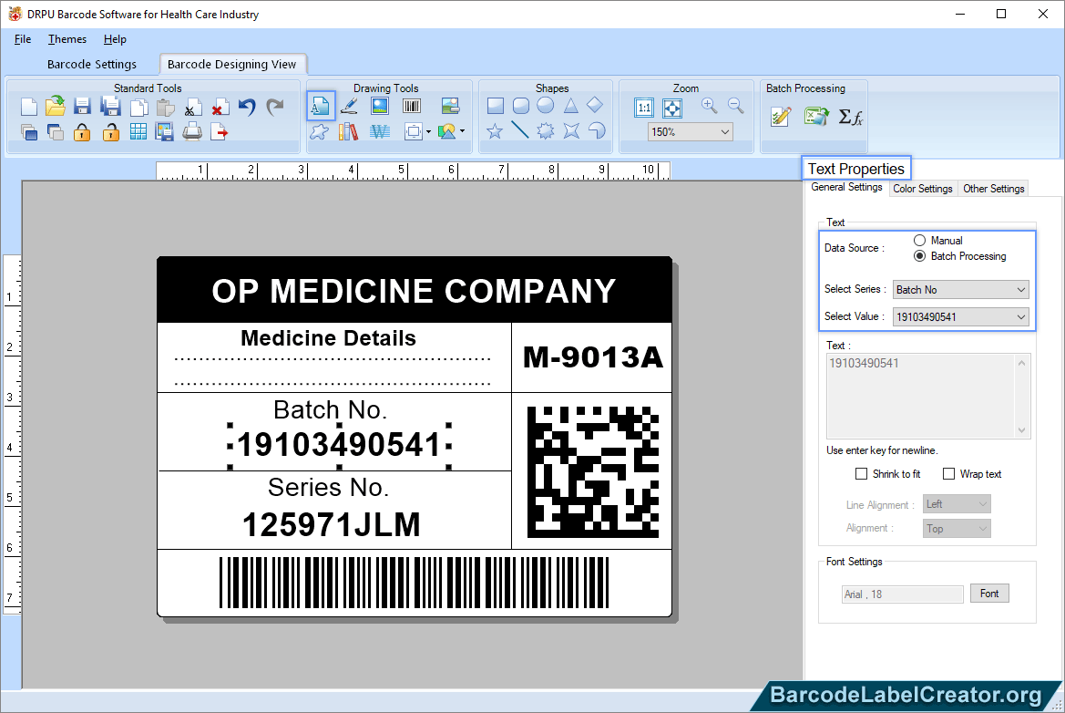 Barcode Creator Tool for Healthcare Industry to design pharmaceutical