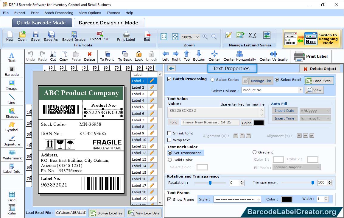 Barcode Creator for Inventory Control and Retail Business