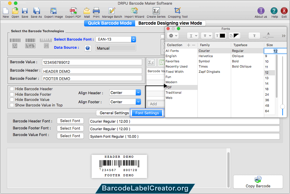Font Settings Font Settings