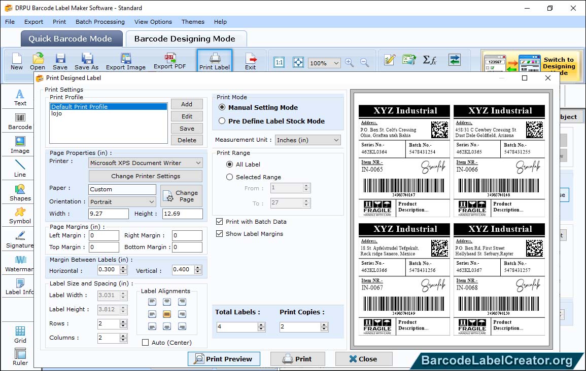 Print Barcode Labels