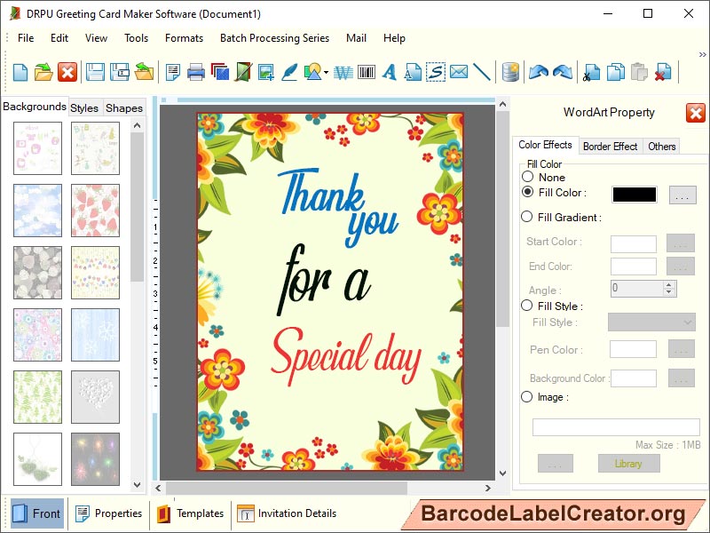 Screenshot of Create Greeting Card