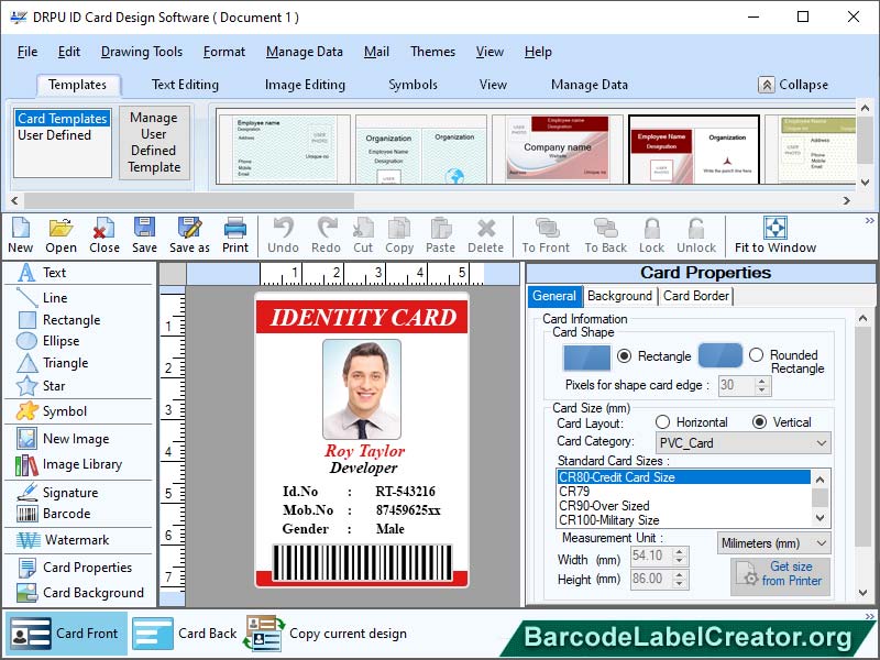 Screenshot of Employee ID Badges Creator