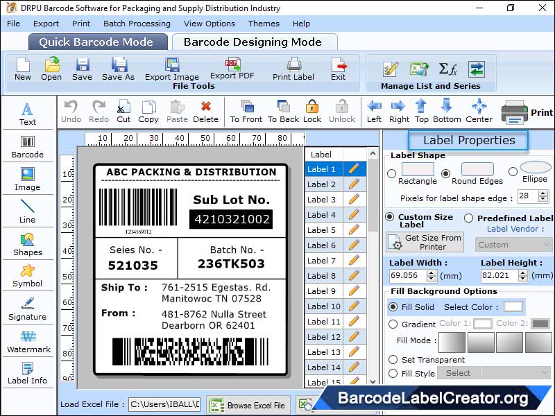 Screenshot of Packaging Barcode Creator Software