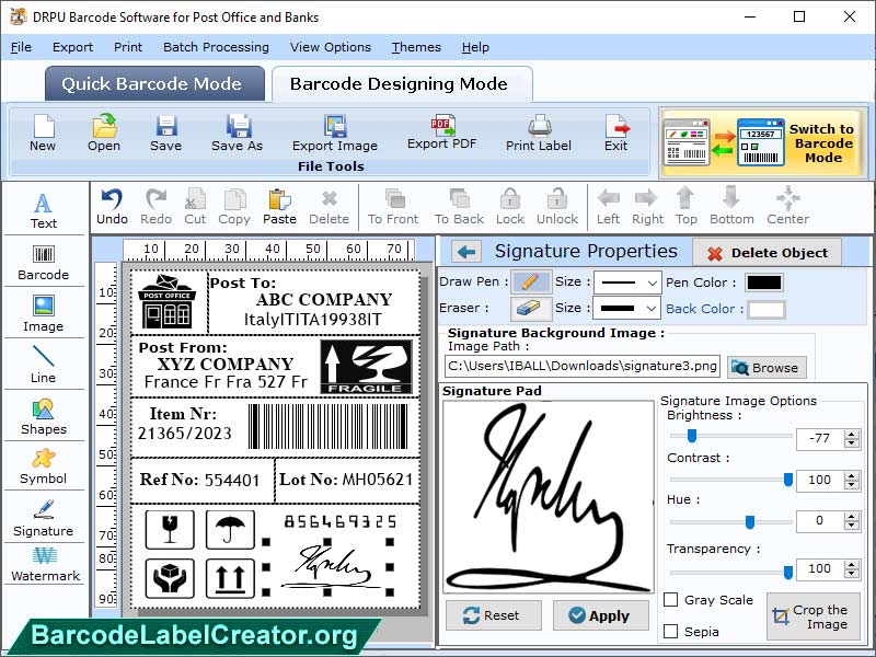 Post Office Barcode Maker software