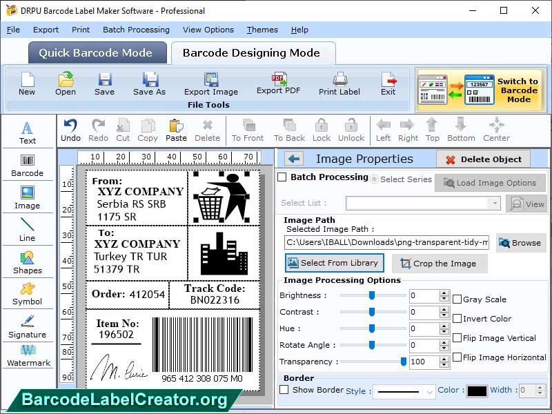 Screenshot of Professional Barcode Label Creator